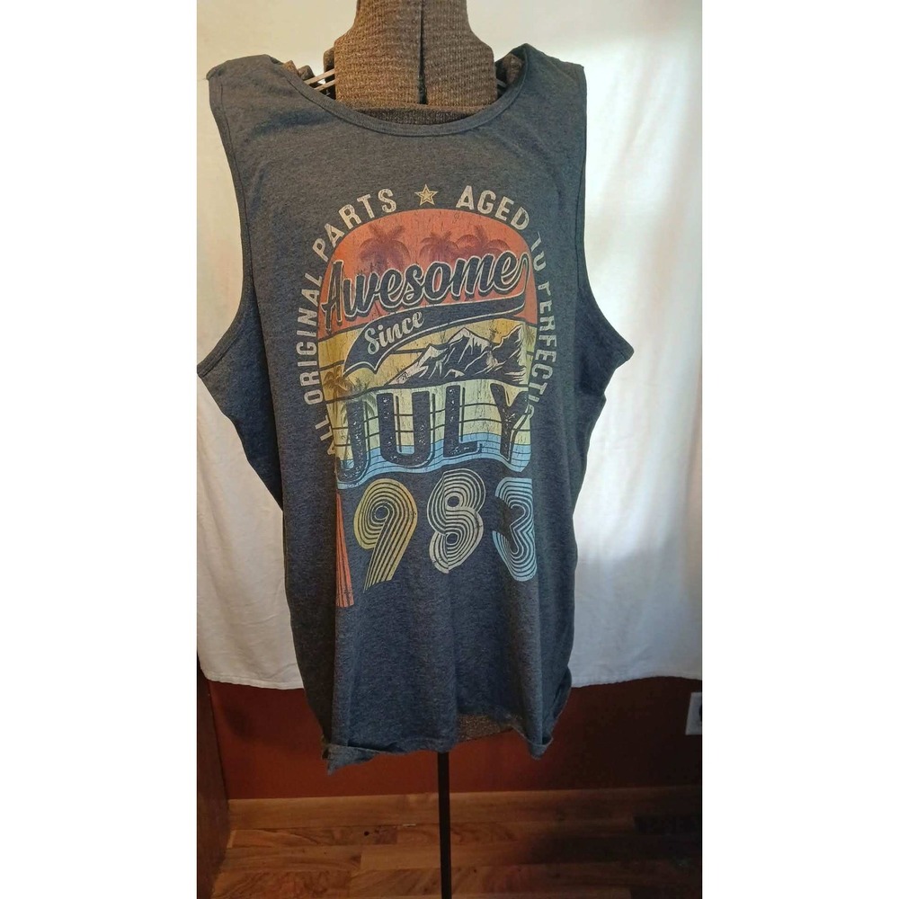 Port & Company Mens Awesome Since July 1983 Birthday Tank Top 2XL Charcoal Grey